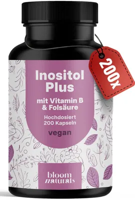 Produktbild von Bloom Naturals Inositol 2000 mg Kapseln, 200 Stück, vegan