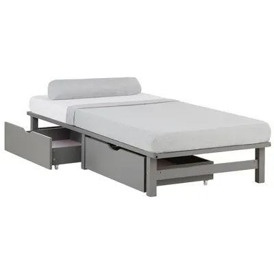 Produktbild von Homestyle4u Bettkasten Aufbewahrung mit Rollen Holz Grau 2er Set Bett Schublade Schubkästen 2 Stück