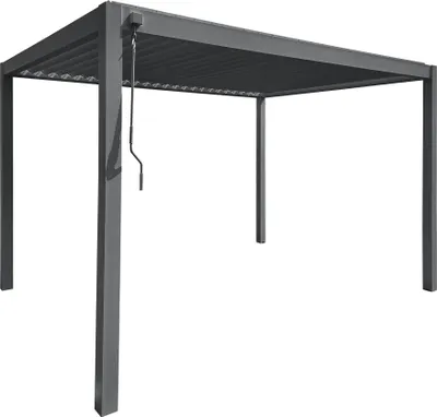 Immagine prodotto di Milani Home - pergola bioclimatica a doppia lamella Oakshaft, 3 x 3 m, in alluminio, lamelle orientabili, antracite