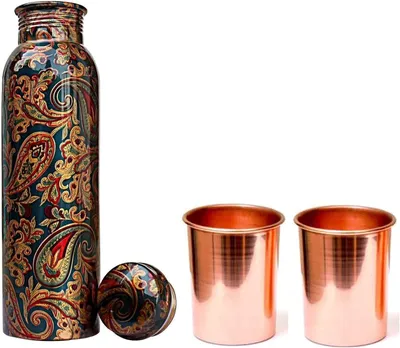 Produktbild von Kupferflasche mit 2 Kupfergläsern - 1000ml und 300ml