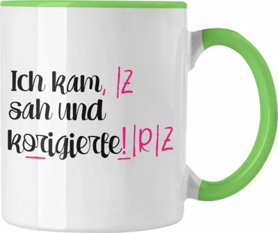 Produktbild von Trendation - Lehrerin Geschenk Tasse Spruch Grundschule Geschke Lustig für Lehrerinnen Abschied Geschenkidee Englisch Deutsch (Grün)