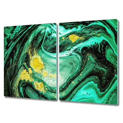 Produktbild von Coloray Herdabdeckplatte 2x40x52 cm Schneidebrett Kochplattenabdeckung Küchenbrett Hackbrett - Flüssigkeiten Abstractionism