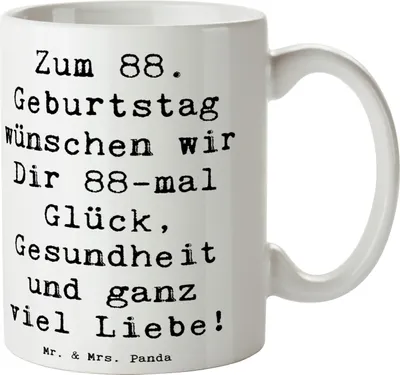 Produktbild von Mr. & Mrs. Panda Kaffeebecher Spruch 88. Geburtstag Glückwünsche - Weiß - Geschenk, persönliches, Keramiktasse, Alter, Kaffeetasse, unvergesslicher, Becher, Tasse