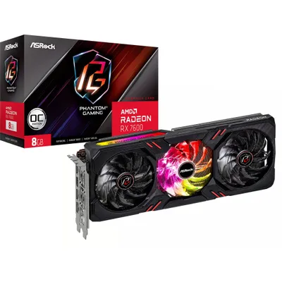 Produktbild von RX 7600 8GB ASRock Radeon Phantom Gaming OC GDDR6 3 Fan