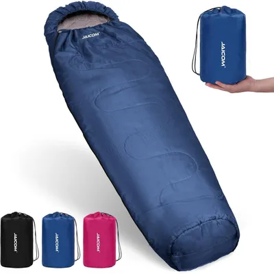 Productafbeelding van Mummieklaar slaapzak, geschikt voor 3-4 seizoenen, ultralicht (1600g), blauw, klein pakvolume, voor volwassenen
