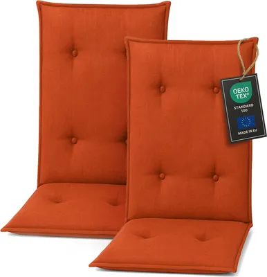 Zdjęcie produktu dla Pillows24 Poduszka na krzesła ogrodowe -120x50x8 cm / Pomarańczowy / Pikowane - Poduszka, siedzisko na krzesło, poduszka na siedzisko do mebli ogrodowych, krzesła ogrodowe