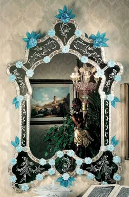 Produktbild von Casa Padrino Luxus Barock Spiegel Blau / Hellblau - Prunkvoller Wandspiegel im Venezianischen Stil - Hotel Möbel - Schloss Möbel - Barock Möbel - Luxus Möbel im Barockstil -  Italy