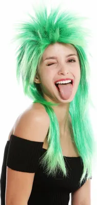 Produktbild von WIG ME UP Perücke Punk Vokuhila 80s Grün Mix DH1069-PC18TPC16