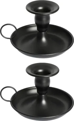 Produktbild von Schwarzes Kerzenhalter-Set, 2 Stück Kerzenständer, Vintage Design, Elegant, für Zuhause & Kamin