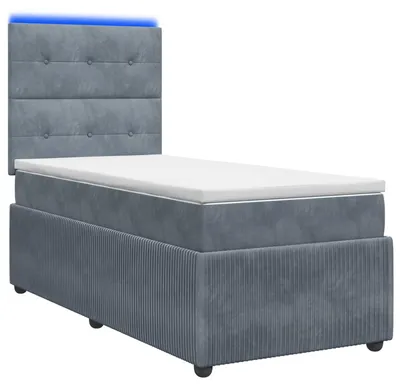 Produktbild von vidaXL LED Boxspringbett mit Matratze Dunkelgrau 90 x 190 cm Samt