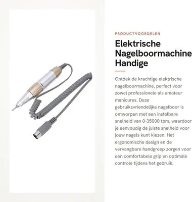 Produktbild von Elektrische Nagelbohrmaschine – Praktische Nagelbohrmaschine – Tragbar und leistungsstark – 35.000 U/min – Professionelle Nagelpflege – Für den Heimgebrauch