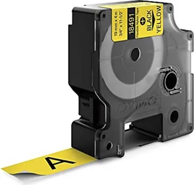 Immagine prodotto di Dymo 18491 Nastro Dymo Rhino IND, nylon 19 mm x 3,5 m nero su giallo