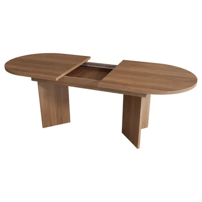 Produktbild von Flieks Ovaler Esstisch Küchentisch mit ausziehbarer Tischplatte, Esszimmertisch Tisch für 4-8 Personen, 120-160x80x75.5cm, Nussbaum