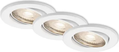 Image de Lampe LED encastrée BRILONER LEUCHTEN STEN, 5 W, 460 lm, IP23, blanc, métal, incl., 3x GU10, 3er Set, Ø 8,6 cm