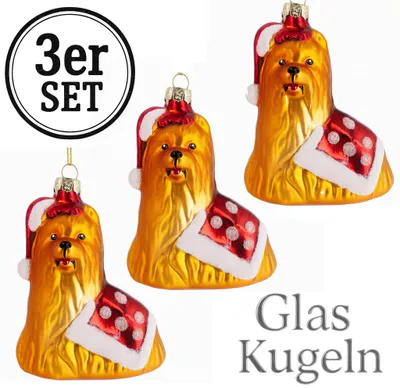 Produktbild von Weihnachtskugeln Hund 3er Set Christbaumkugeln Christbaumschmuck Tiere Hunde
