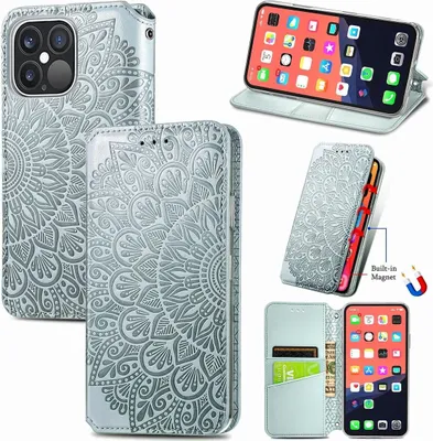 Produktbild von König Design Hülle kompatibel mit Apple iPhone 13 Pro Max Kunstleder Handyhülle - Handy Case Grau