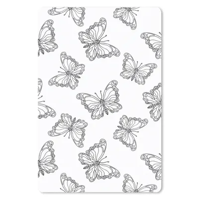 Produktbild von MuchoWow® Mauspad Mousepad Schmetterlinge - Muster - Schwarz und Weiß 18x27 cm - Mousepads - Maus Mat - Pad - Mausunterlage