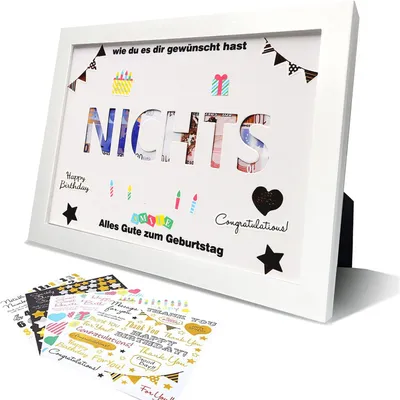 Image de Cadre photo pour cadeaux en argent - Avec autocollants à personnaliser - Pour offrir de l'argent de manière créative - Blanc