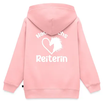 Produktbild von Spreadshirt Nachwuchs Reiterin | Pferdeliebe Mädchen Kinder Premium Organic Zip Hoodie, 110/116 (4 Jahre), Rosa