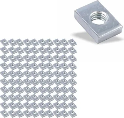 Produktbild von 100x Nutenstein | Gewindeplatte 15x10x4 mm M6 Gewinde mittig | Stahl blau verzinkt