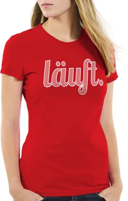 Produktbild von style3 läuft Damen T-Shirt Funshirt Spruchshirt Shirt, Farbe:Rot, Größe:2XL