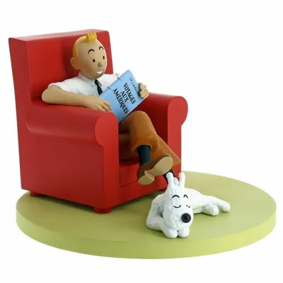 Produktbild von Tim & Struppi Resin-Statue Tim im Sessel