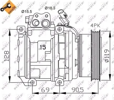 Produktbild von NRF 32438 10PA15C Klimaanlage Klimakompressor PAG 46