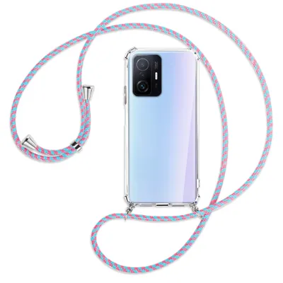 Produktbild von Handykette Backcover-Schutzhülle mit Band (Metall silberfarben) für Xiaomi Mi 11T - pink/mint