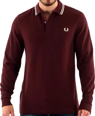 Produktbild von FRED PERRY LS TWIN TIPPED SHIRT Burgunder