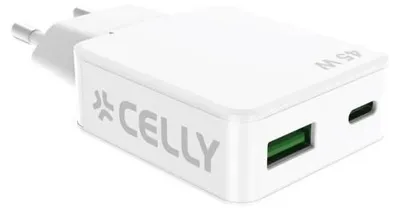 Immagine prodotto di Celly SLIMTC1C1A45WWH Caricabatterie per dispositivi mobili Computer portatile, Smartphone, Tablet Bianco AC Ricarica rapida Interno