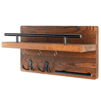 Produktbild von Schlüsselbrett Schlüsselregal aus Holz mit 5 Haken, 12,6*7*5''