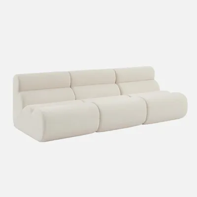 Produktbild von sweeek - 3er-Set modulare Lounge-Sessel mit strukturiertem Bouclé-Bezug - Weiß