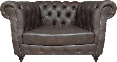 Immagine prodotto di Poltrona soggiorno marrone arredamento divano imbottito mobili in pelle seduta Chesterfield