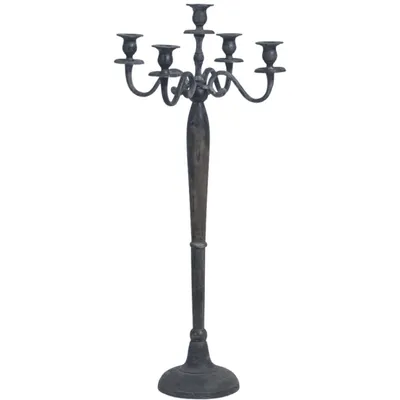Immagine prodotto di Portacandele a 5 bracci nero Shabby Chic in alluminio stile vintage 78 cm