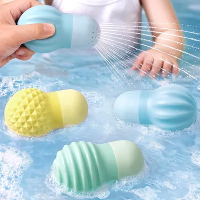 Produktbild von Babyspielzeug Badespielzeug Wasserspielzeug - Set mit 3 Stück - Silikon - Mit Spritzfunktion - 19 Spritzöffnungen