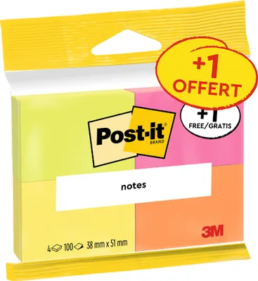 Produktbild von Post-it Haftnotizen Notes 38 x 51 mm 4 Blöcke á 100 Blatt