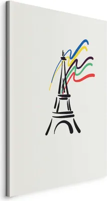 Produktbild von Vlies Leinwandbild - Eiffel Tower and Colorful Ribbons 40x60 cm Abstrakt i-C-10078-b-a