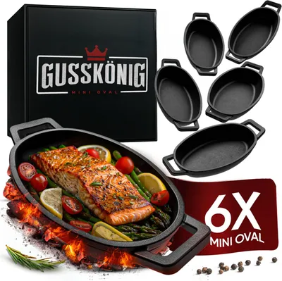 Produktbild von Gusskönig 6er Mini Servierpfannen-Set oval