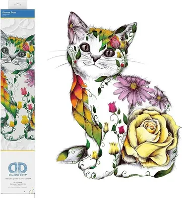 Imagen del producto de Blumenkätzchen, aproximadamente 55 x 78 cm, pintura con diamantes, un cuadro brillante para crear tú mismo, ideal para niños y adultos