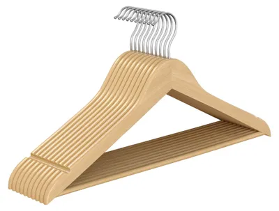 Produktbild von SONGMICS Kleiderbügel Holz, 10er Set, Hosenbügel, schlank, Birkenholz