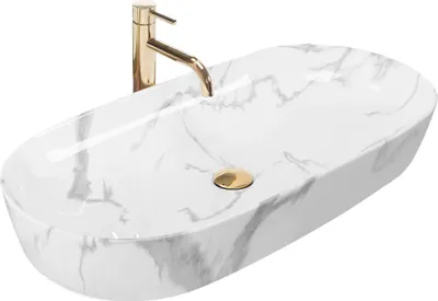 Produktbild von Rea Aufsatzwaschbecken Cleo 81 Marmo Shiny Oval White
