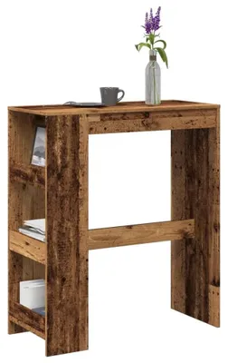 Imagen del producto de Mesa auxiliar de madera tratada con 3 estantes