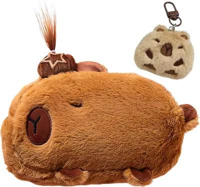 Produktbild von Federmäppchen Plüsch Capybara, mit Reißverschluss, 1 Fach, 22 x 10 x 6 cm, für Schule und Büro