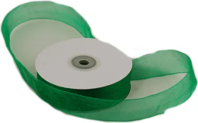 Produktbild von Organzaband 25 mm x 50 m grün - Organzabänder Seiten abgenäht