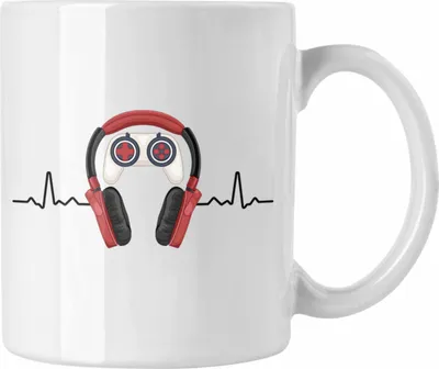 Produktbild von Trendation - Gamer Tasse Geschenk Herzschlag Zocker Geschenkidee Jungs Jungen Mitbringsel (Weiß)