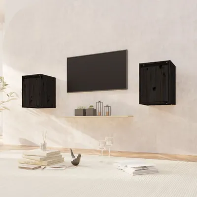Immagine prodotto di The Living Store Armadi a muro 2 pezzi neri 30x30x40 cm in legno di pino massiccio