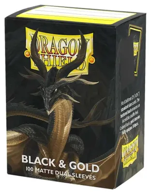 Image de Protège-cartes Dragon Shield Matte Dual Noir/Or Standard 100 pièces