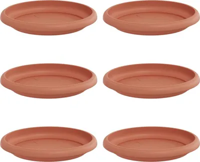 Produktbild von vidaXL Runde Blumenplatte 6 pcs Ziegelrot Ø 14 x 2 cm Kunststoff