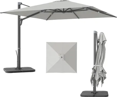 Zdjęcie produktu dla Aluminiowy parasol wspornikowy Outsunny 3 x 3 m obrotowy parasol 360° ze stojakiem na korbę