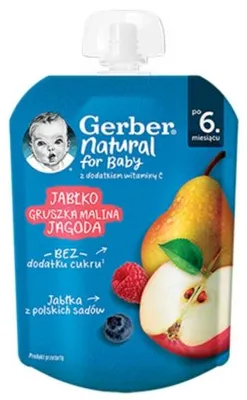 Obrázok produktu pre Gerber Ovocná zmes pre deti jablko hruška malina čučoriedka 80 g